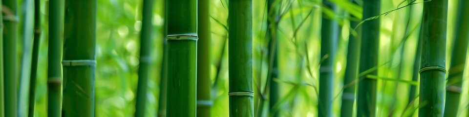 A banner of green bamboo forest