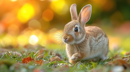 Fototapeta premium rabbit jumping and having fun