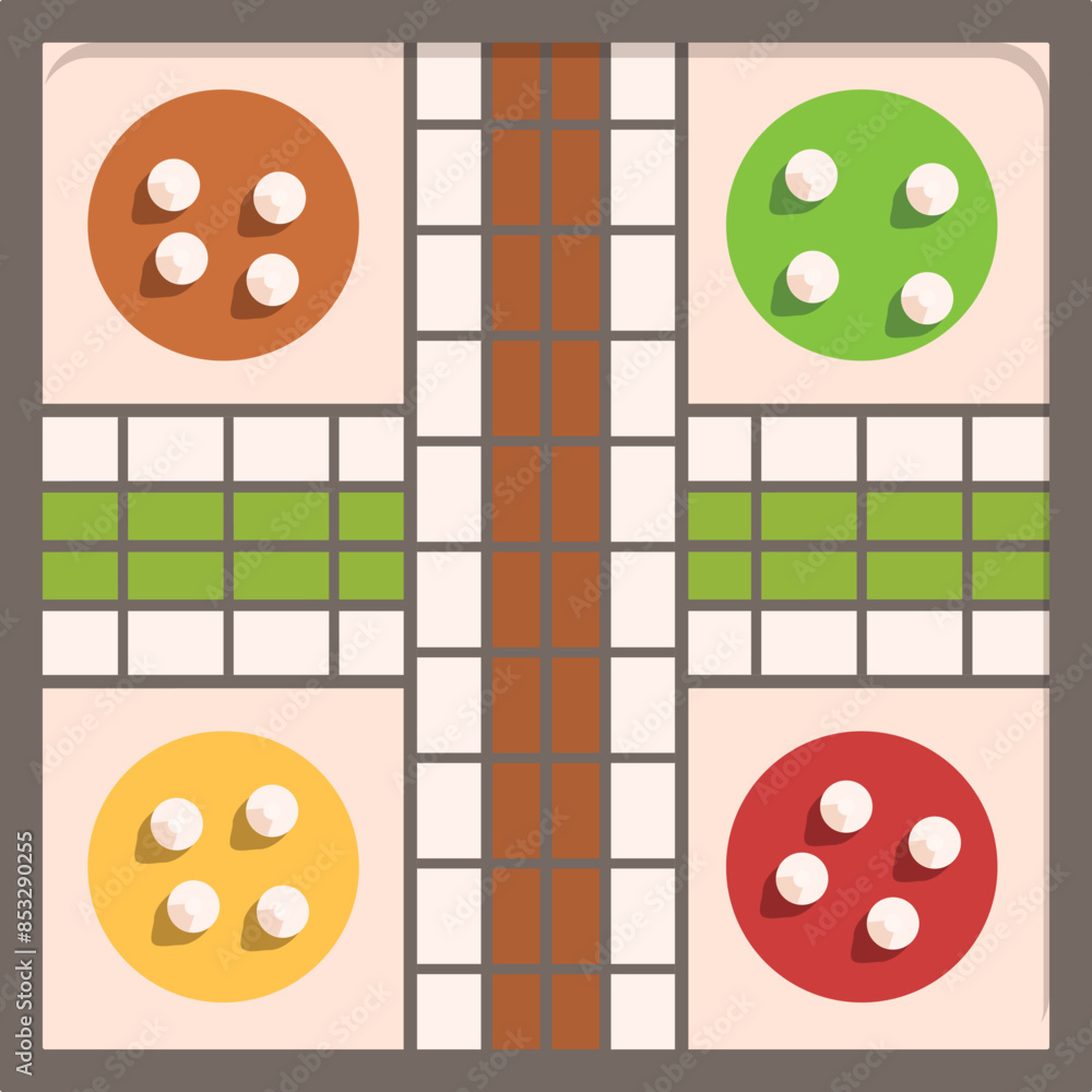 Poster classic strategy board game is set up and ready for players, featuring colorful pieces and a grid ba