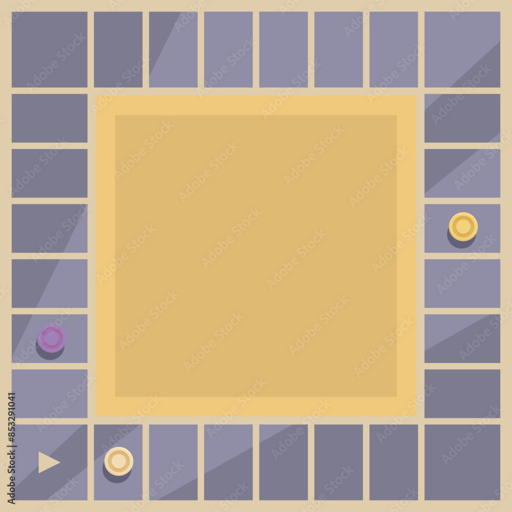 Poster board game is being played with chips on the side, waiting for the next move