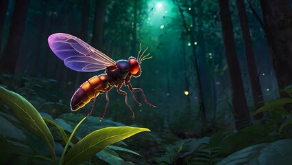 Fototapeta premium An ultra-realistic digital artwork of a firefly