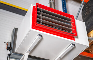 Industrial Wall-Mounted Heater in Warehouse