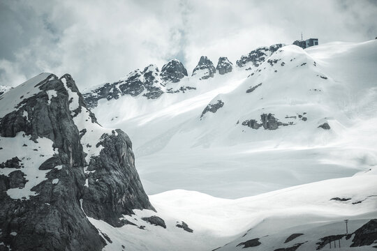 Snowy Marmolada Mountain Peak in the Italian Alps