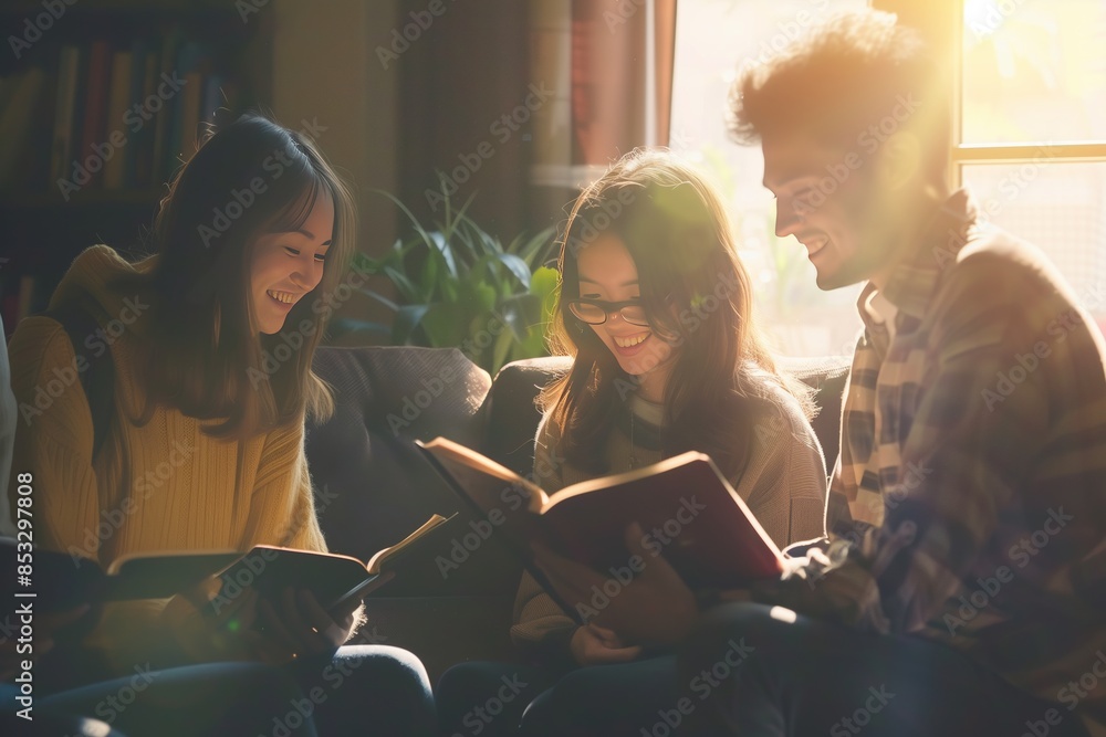 Wall mural bible study group in home or church with friends