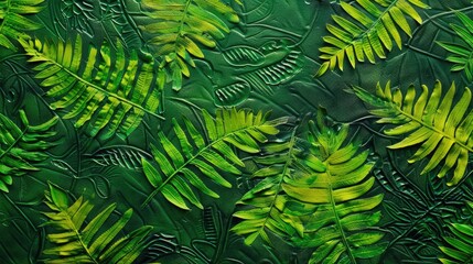 Fern background in vibrant green leatherleaf