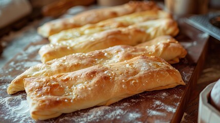 Golden Brown Bread Rolls on Wooden Cutting Board