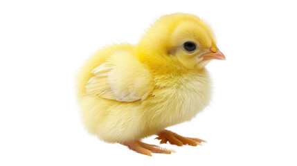 Little chicken, yellow chick newborn on white background