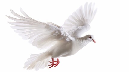 Obraz premium White dove pigeon bird isolated on white wallpaper background 
