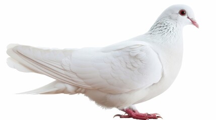Obraz premium White dove pigeon bird isolated on white wallpaper background 