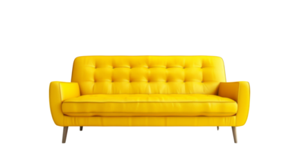 Yellow sofa on white background 