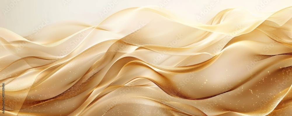 Poster modern background design with golden wave elements and sparkling details