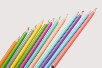 Group of colorful pencils on light background