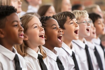 Fototapeta premium Childrens Choir Singing During Performance