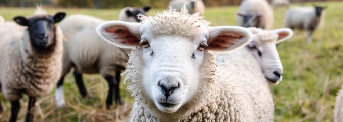 Obraz premium Sheeps farm field animals ranch wallpaper background