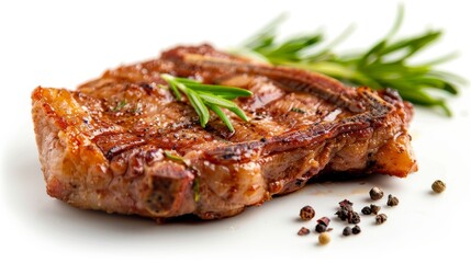 Cooked grilled beefsteak isolated on white wallpaper background