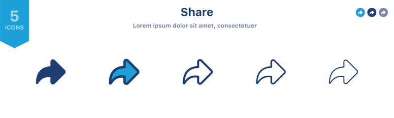 Share icon set. share arrow icon symbol ; social media share vector icon ; reply send forward icons
