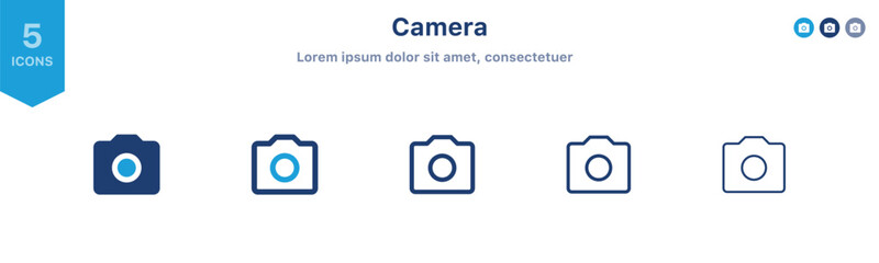 Camera icon set. photo camera vector icon symbol ; camera photography line icons