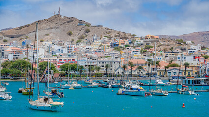 Porto Grande bay of the city of Mindelo, Sao Vicente island, Cape Verde