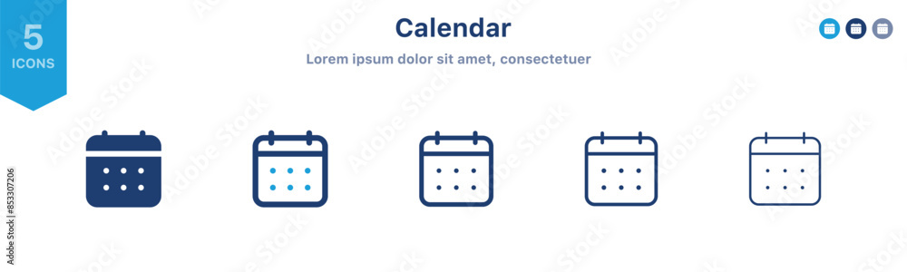 Aufkleber Calendar icon set. Date calendar vector icon ; Schedule icon symbol ; Event reminder, appointment icons