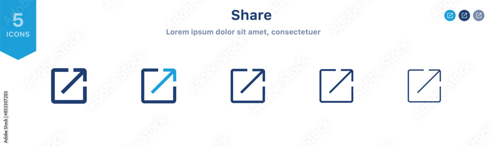 Poster share icon set. Share arrow vector icon ; external link icon export symbol