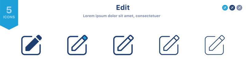 edit pen icon set, create modify pen sign button, Pencil icon, sign up icon - editing text file document icons