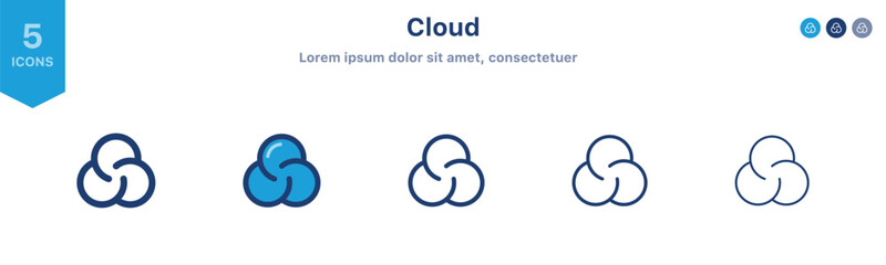 Cloud icon set. cloud computing vector icon ; Cloud data storage technology concept