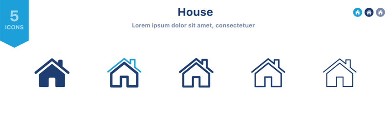 Home icon set. House symbol ; Web home symbol sign ; Main page vector icons