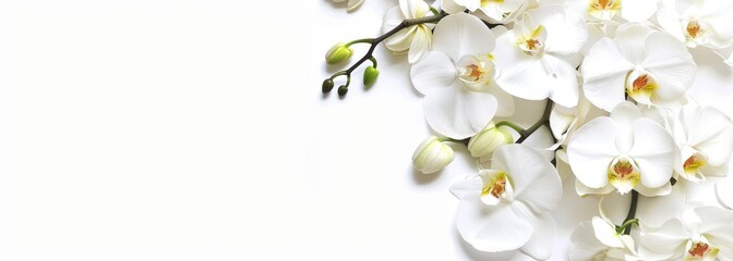 Obraz premium Flowers orchid branch floral isolated on white wallpaper background