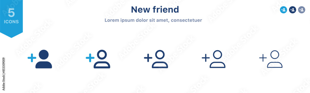 Poster Add user icon set vector male person profile avatar with plus symbol, add account app sign ; new user account or add new friend icons