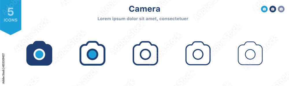Poster camera icon set. photo camera vector icon symbol ; camera photography line icons