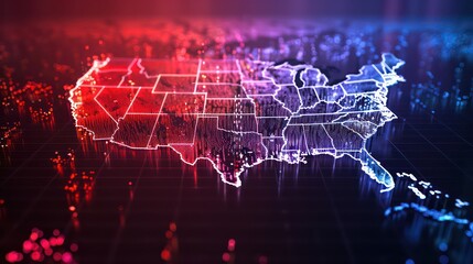 Fototapeta premium A news website using a 3D graph to display the distribution of electoral college votes across the country