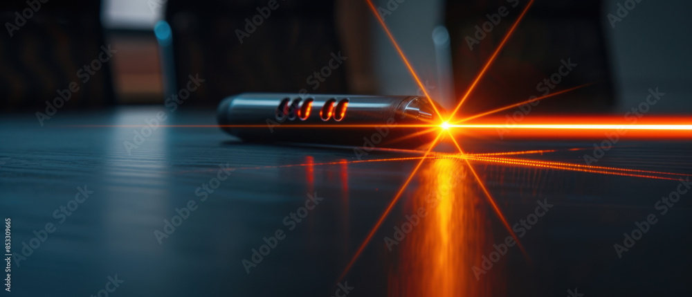 Poster a pen with a laser pointer on it