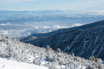 Winter Landscape of Rila mountain near Musala peak, Bulgaria