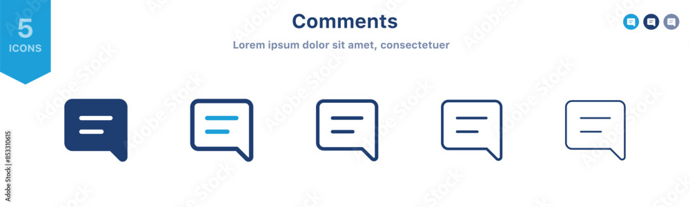 Poster Comment icon set. comment speech bubble icon symbol ; social media comment vector icon ; Chat Message Bubbles icons