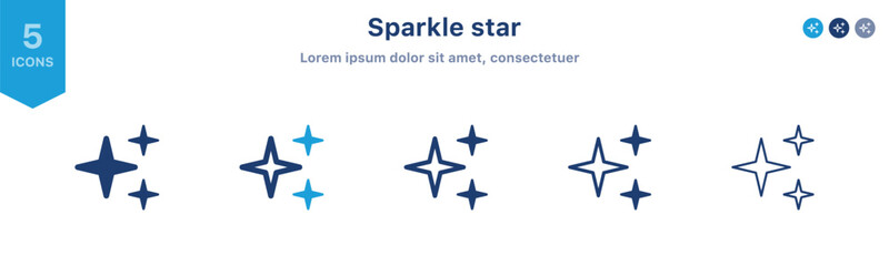 Sparkle stars icon set. Shine icons for app user interface and web elements