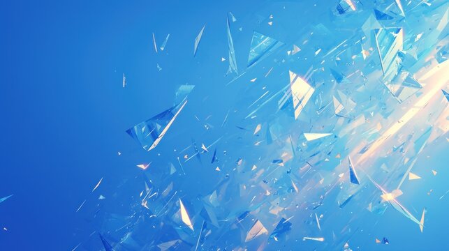 Geometric Background of Triangular Patterns and Scattered Glass Shards