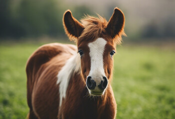 Obraz premium Grass Horse Green Brown Meadow Nature