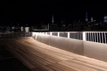 Illuminated view of New York City skyline at night