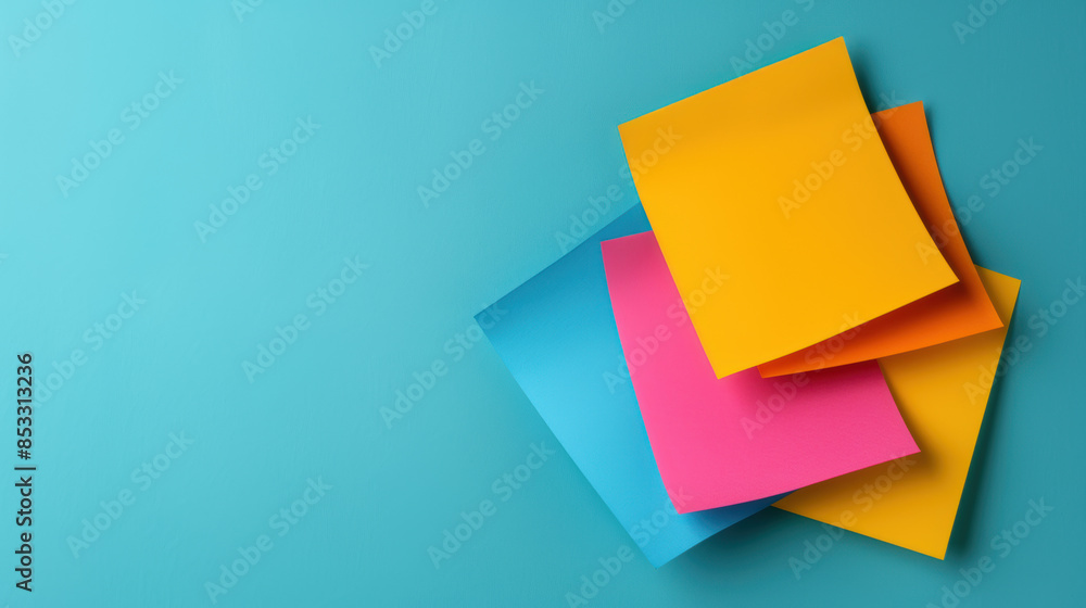 Poster a stack of colorful sticky notes on a blue background