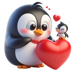 Cute 3D Funny Penguin Character on Transparent Background &ndash; Adorable Cartoon Design