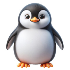 Fototapeta premium Cute 3D Funny Penguin Character with Transparent Background – Adorable Cartoon Design