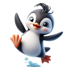 Fototapeta premium Cute king penguin black & white adorable polar cartoon artwork
