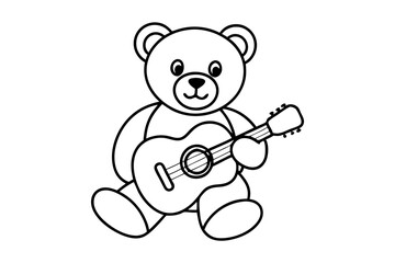 teddy bear  playing guitar vector illustration