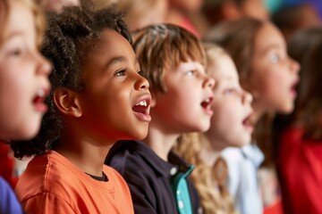 Obraz premium Children Singing in a Chorus During a Performance