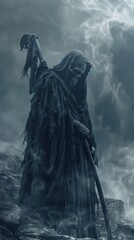 Grim reaper, death illustration of a scary, horror shot
