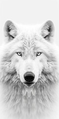 White wolf head on white background