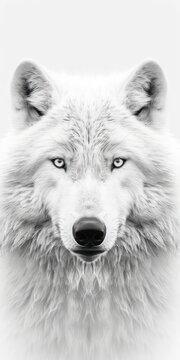 White wolf head on white background
