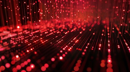 Fototapeta premium Red pixelated background illustrating a digital data point pattern, representative of digital technology. Generative AI.