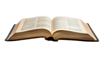 Open book on white background