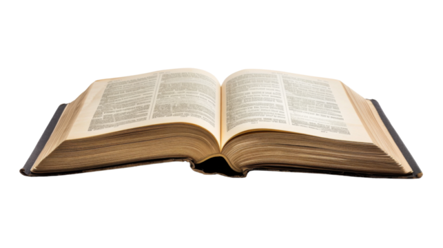 Open book on white background